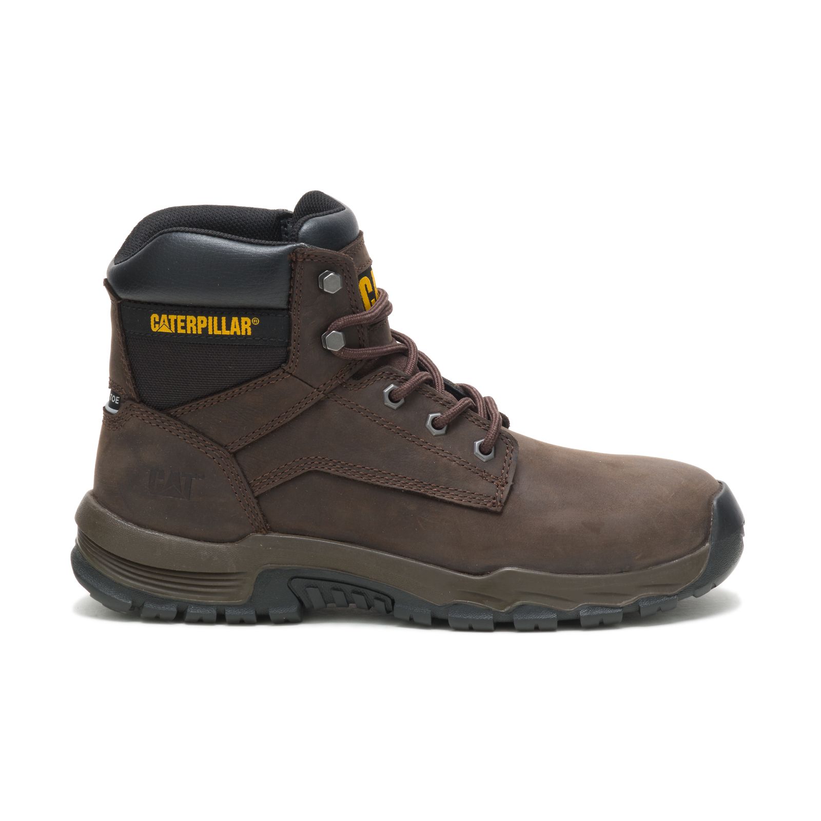 Caterpillar Men's Upholder Waterproof Steel Toe Work Boots Dark Chocolate CAT-60574